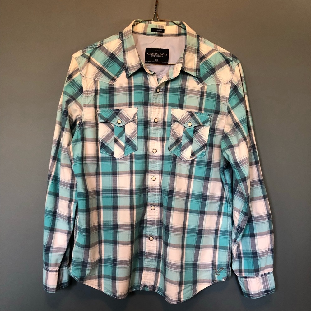 American Eagle - Plaid Western Button Down